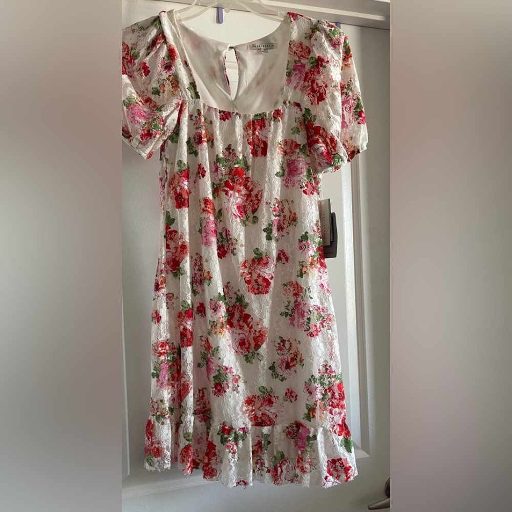 Floral Square Neck Lace Minidress